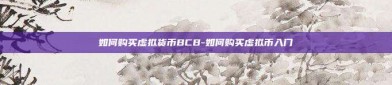 如何购买虚拟货币BCB-如何购买虚拟币入门