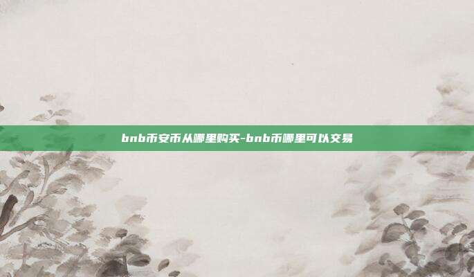 bnb币安币从哪里购买-bnb币哪里可以交易