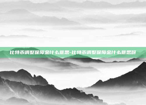 比特币调整保障金什么意思-比特币调整保障金什么意思呀