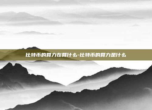 比特币的算力在算什么-比特币的算力是什么