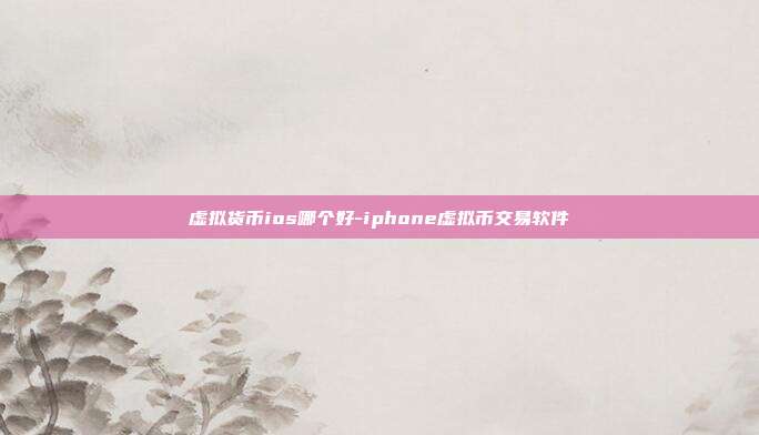 虚拟货币ios哪个好-iphone虚拟币交易软件