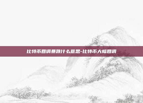 比特币回调暴跌什么意思-比特币大幅回调