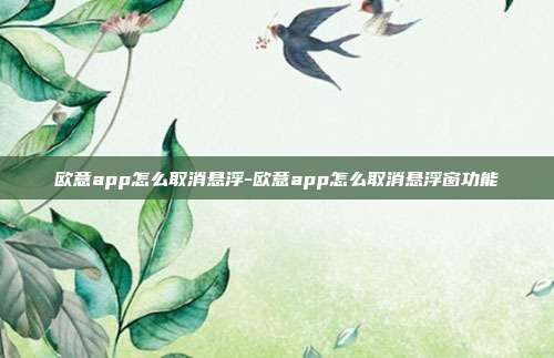 欧意app怎么取消悬浮-欧意app怎么取消悬浮窗功能