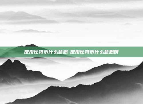 定投比特币什么意思-定投比特币什么意思呀