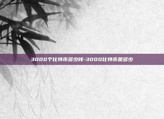 3000个比特币多少钱-3000比特币是多少