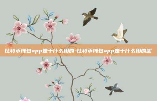 比特币钱包app是干什么用的-比特币钱包app是干什么用的呢