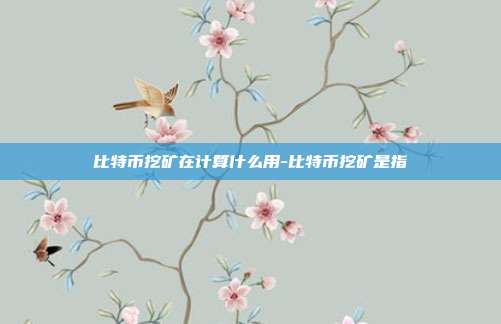 比特币挖矿在计算什么用-比特币挖矿是指