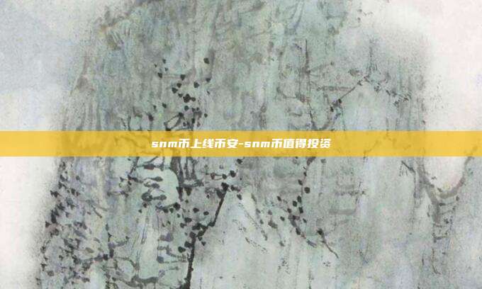 snm币上线币安-snm币值得投资