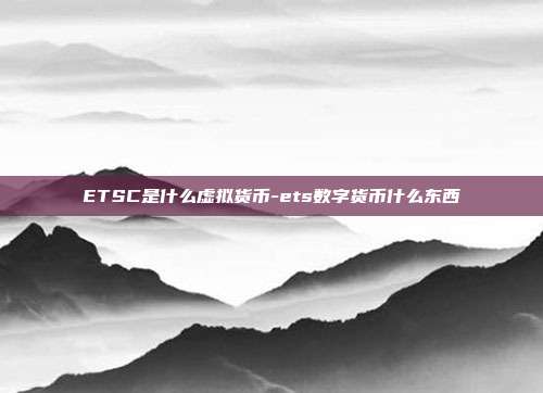 ETSC是什么虚拟货币-ets数字货币什么东西