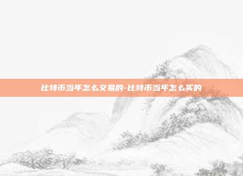 比特币当年怎么交易的-比特币当年怎么买的