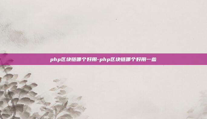 php区块链哪个好用-php区块链哪个好用一些