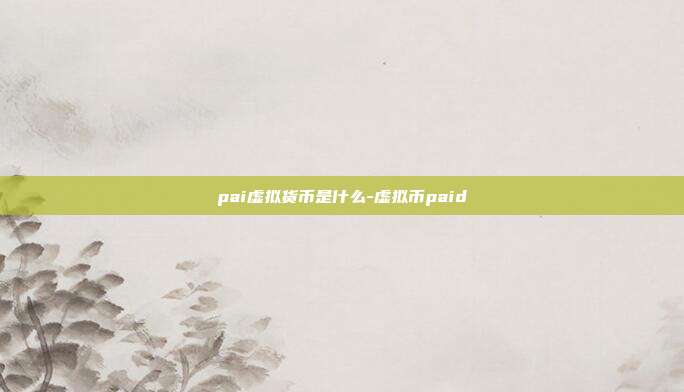 pai虚拟货币是什么-虚拟币paid