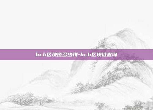 bch区块链多少钱-bch区块链查询