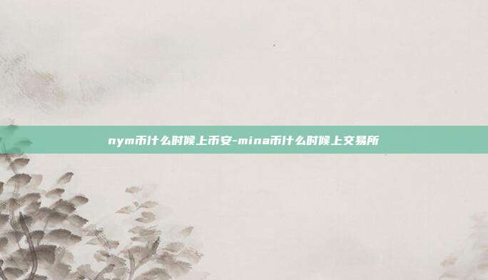 nym币什么时候上币安-mina币什么时候上交易所