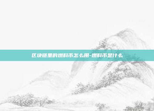 区块链里的燃料币怎么用-燃料币是什么