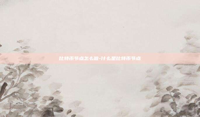 比特币节点怎么做-什么是比特币节点