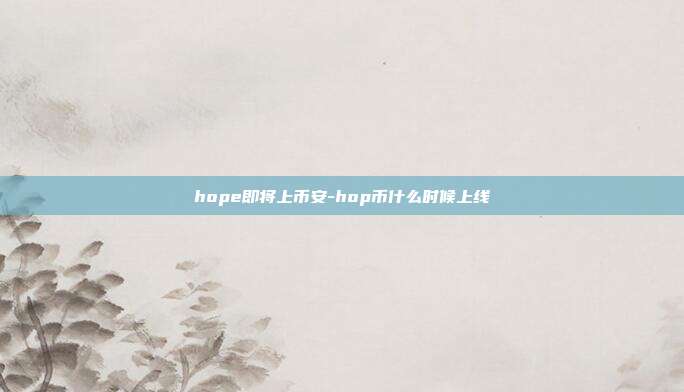 hope即将上币安-hop币什么时候上线