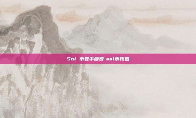 Sol 币安手续费-sol币钱包