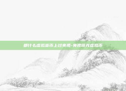 都什么虚拟货币上过央视-央视曝光虚拟币