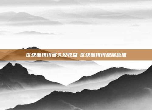 区块链排线多久见收益-区块链排线是啥意思