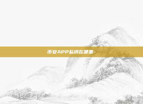 币安APP私钥在哪里-