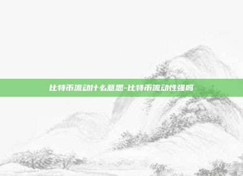 比特币流动什么意思-比特币流动性强吗