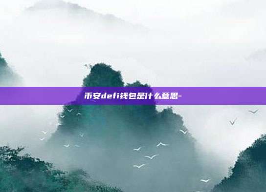 币安defi钱包是什么意思-