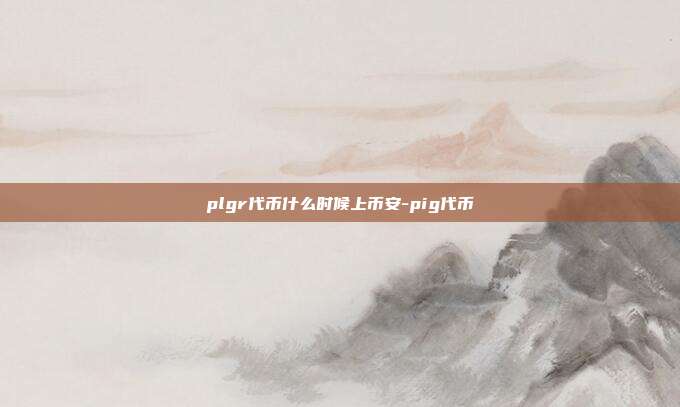 plgr代币什么时候上币安-pig代币