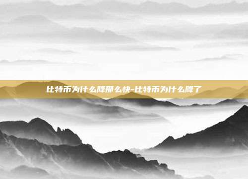 比特币为什么降那么快-比特币为什么降了