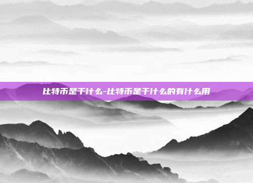 比特币是干什么-比特币是干什么的有什么用